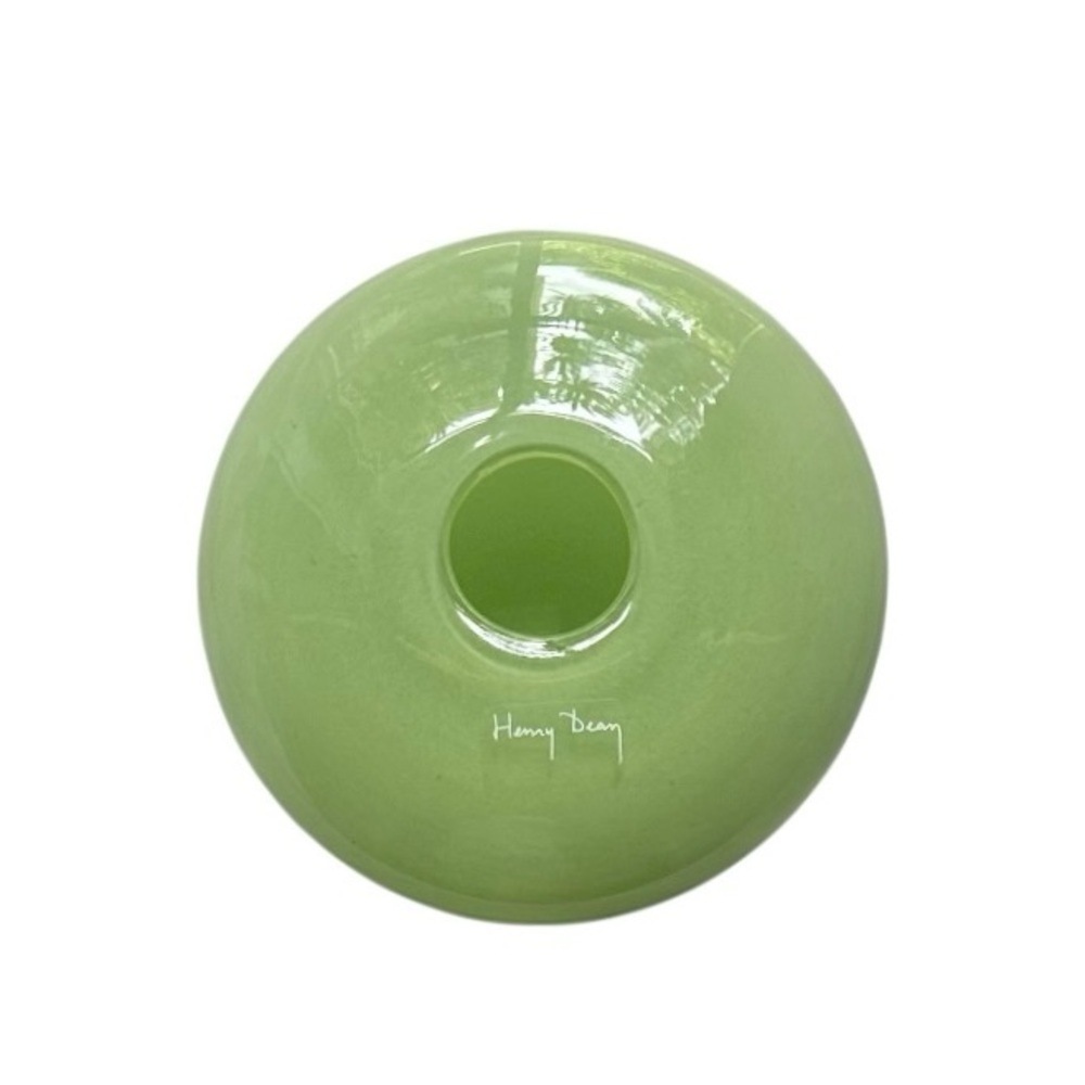 Henry Dean Light Green Belgian Hand Blown Glass Vase